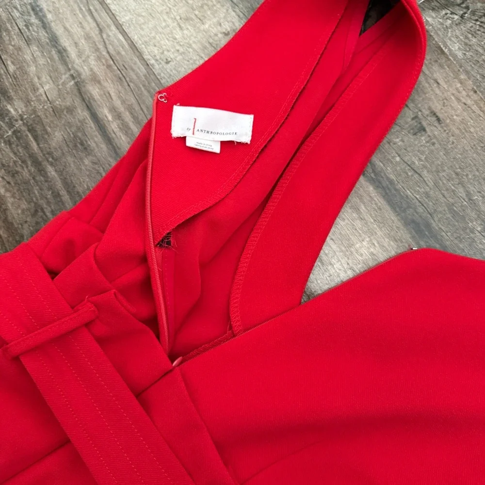 Anthropologie‎ Cathy Tie Waist Structured Jumpsuit, Red,XS - Picture 11 of 12